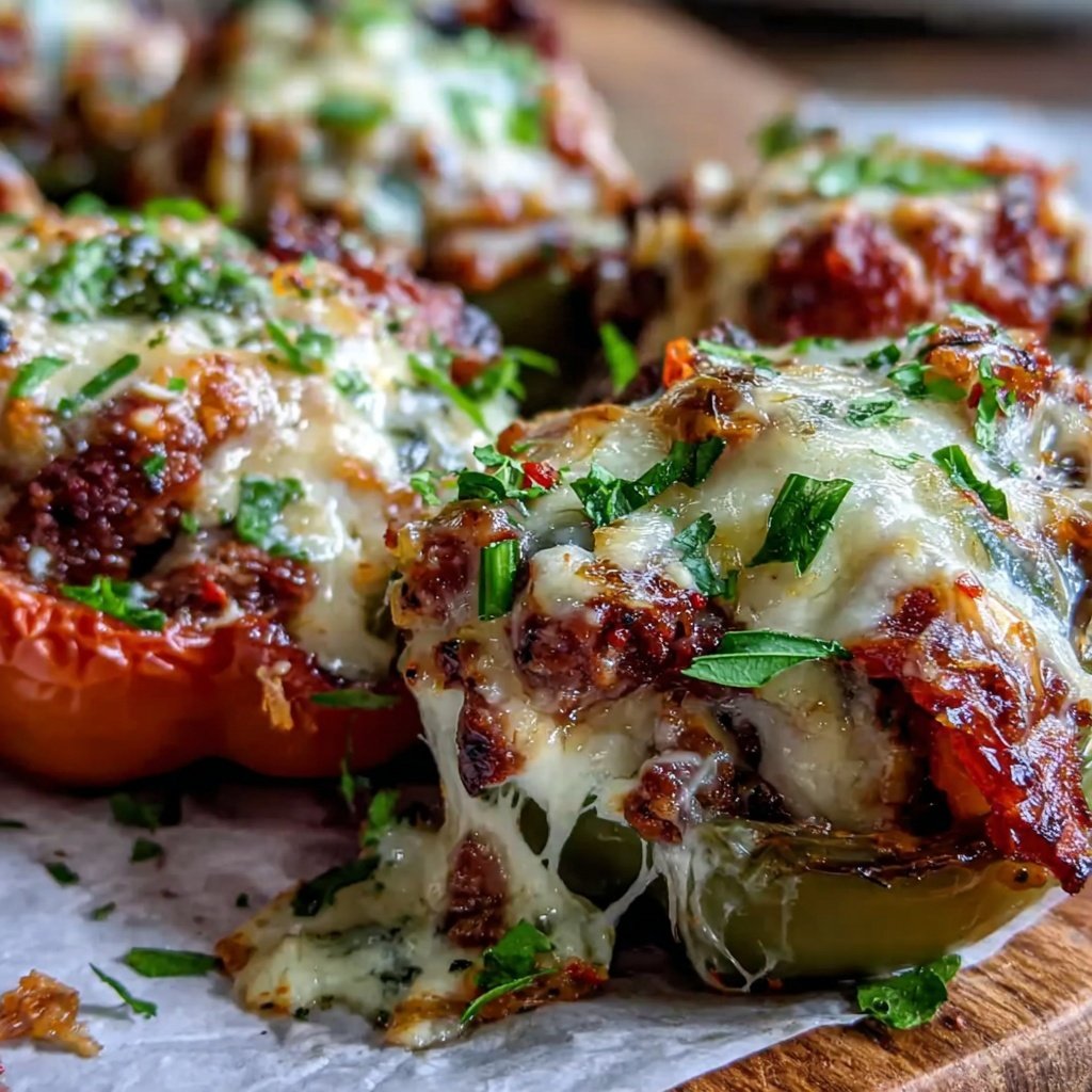 Hamburger Meat And Cheese Stuffed Peppers