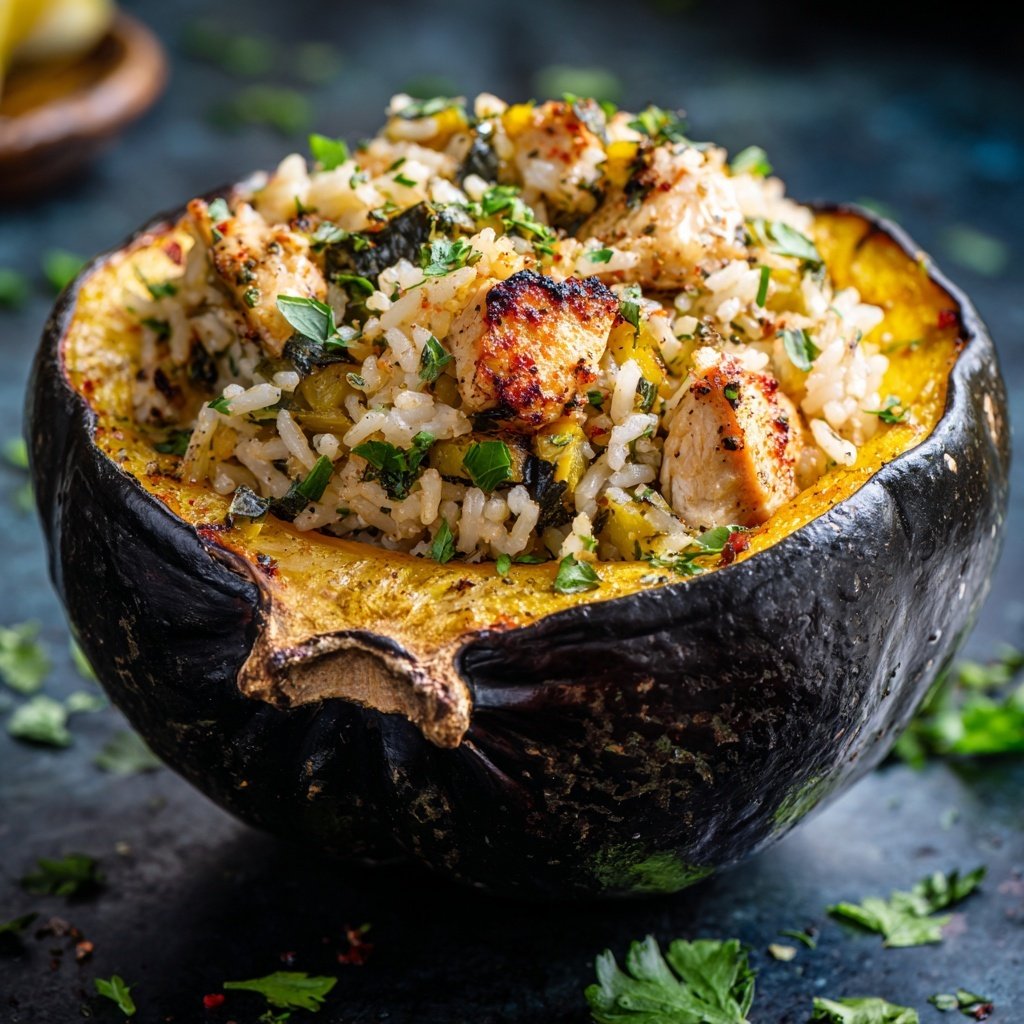 Chicken And Rice Stuffed Acorn Squash